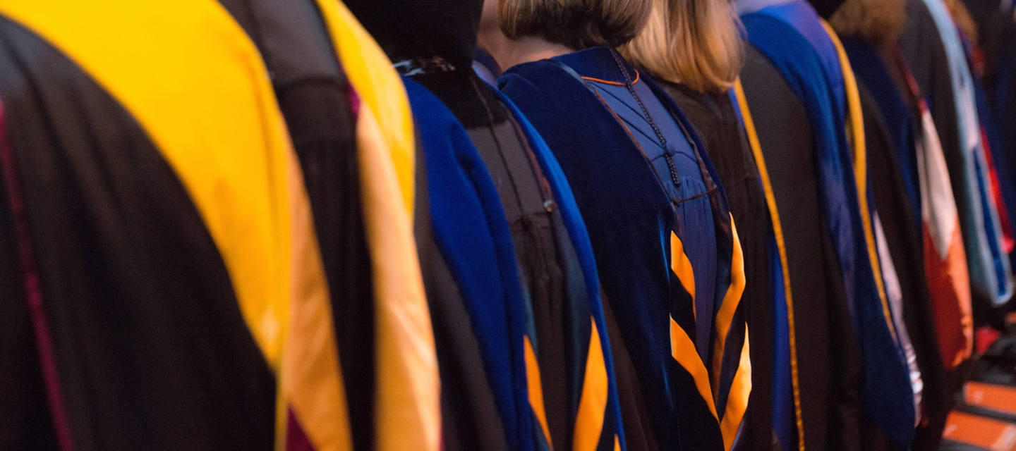 The backs of commencement robes